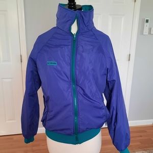 Vintage Columbia reversible purple teal bumber style jacket.
